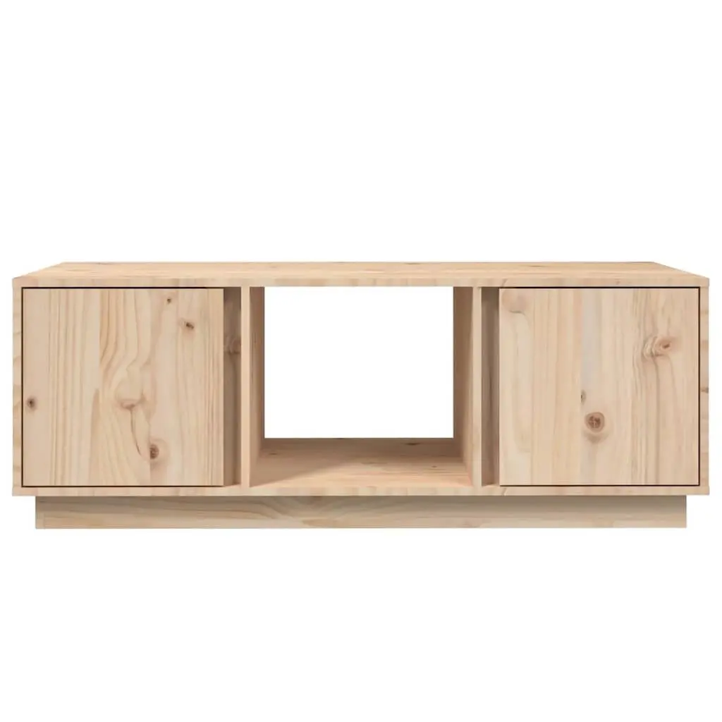 Coffee Table 110x50x40cm Solid Pine Wood Storage Compartments Doors Brown