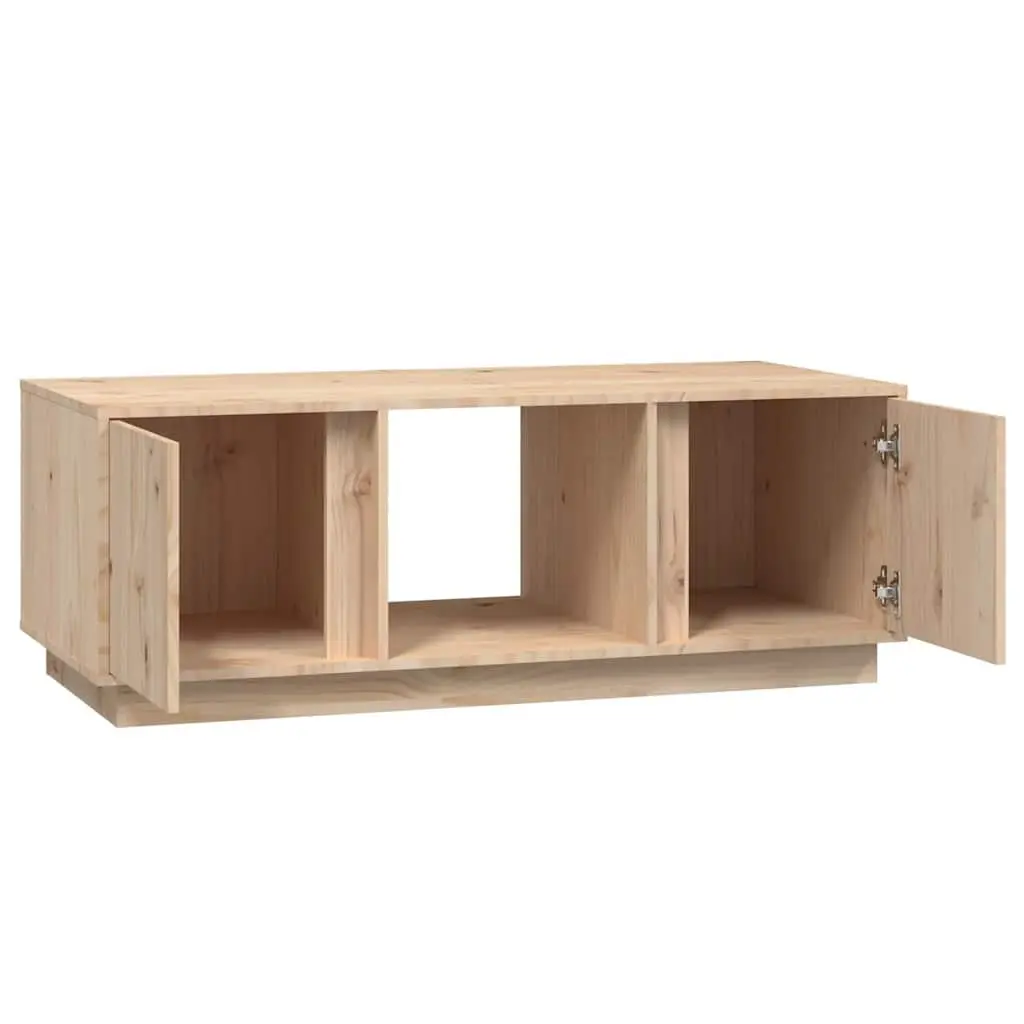 Coffee Table 110x50x40cm Solid Pine Wood Storage Compartments Doors Brown