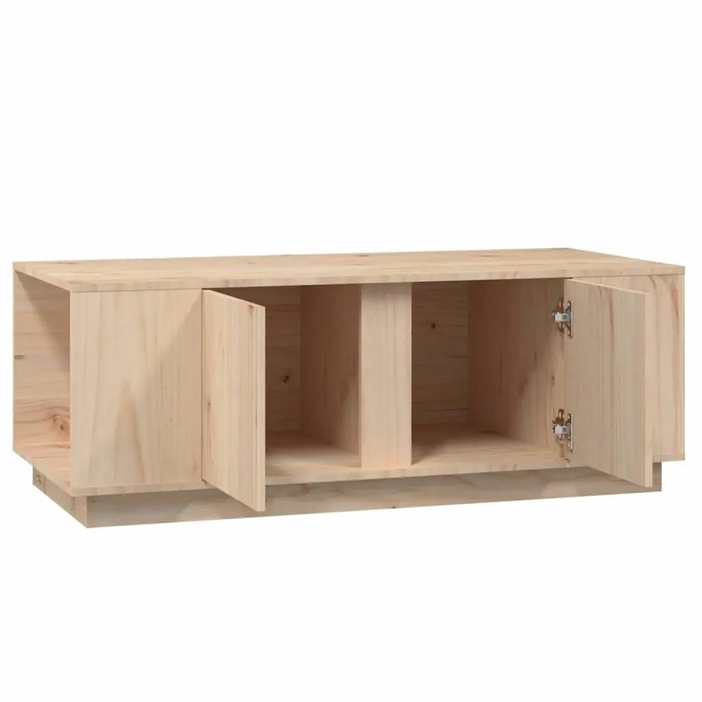 Solid Pine Wood Coffee Table with Storage Compartments