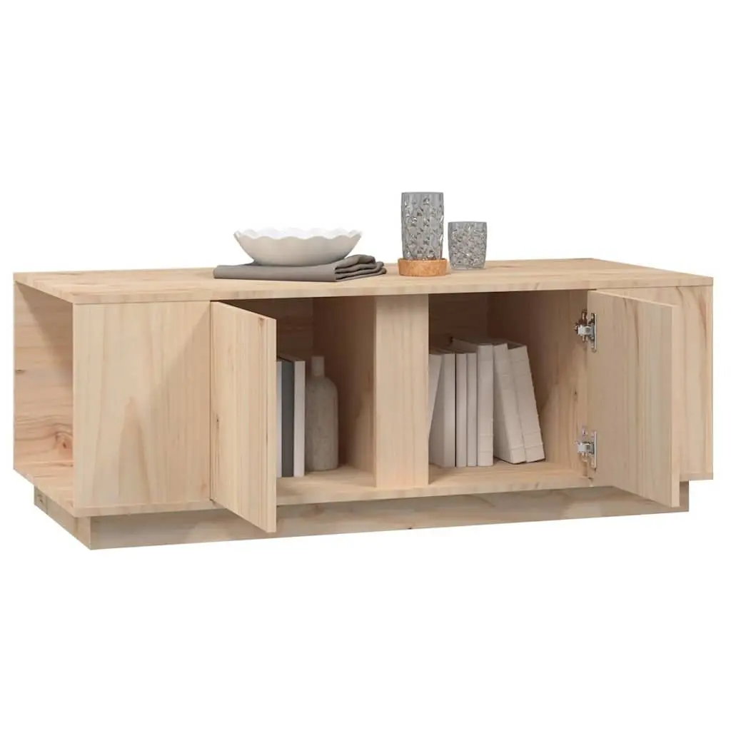 Solid Pine Wood Coffee Table with Storage Compartments