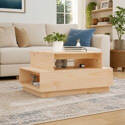 Solid Pine Wood Coffee Table 80x55x40.5 cm in Brown