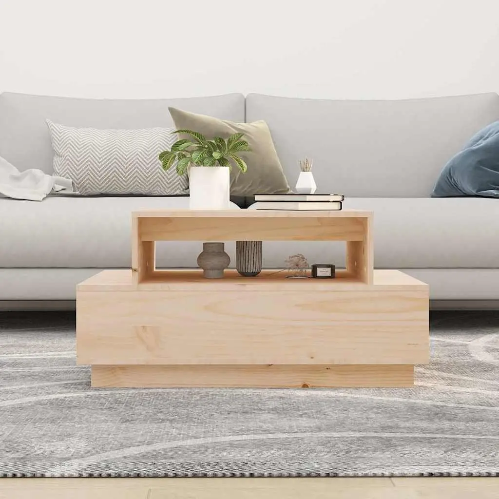 Solid Pine Wood Coffee Table 80x55x40.5 cm in Brown