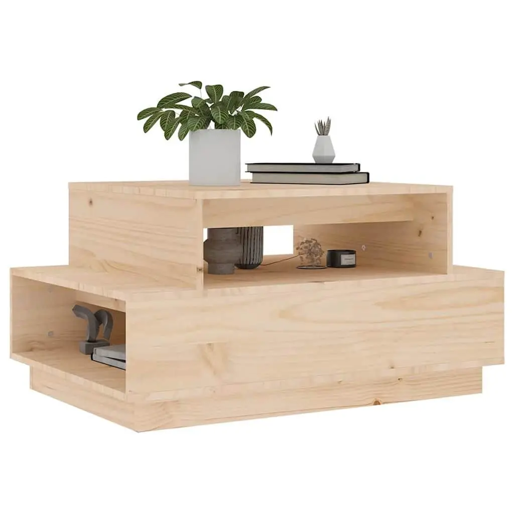 Solid Pine Wood Coffee Table 80x55x40.5 cm in Brown