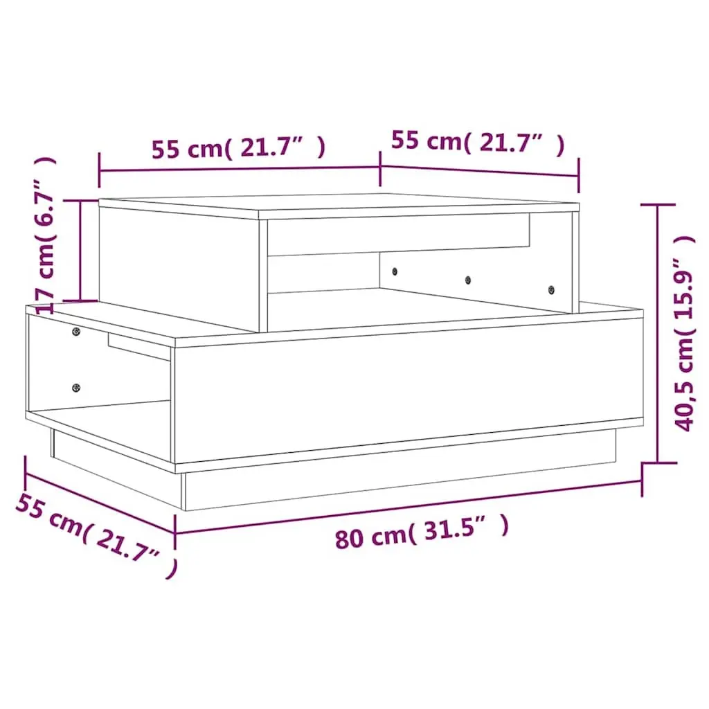 Solid Pine Wood Coffee Table 80x55x40.5 cm in Brown