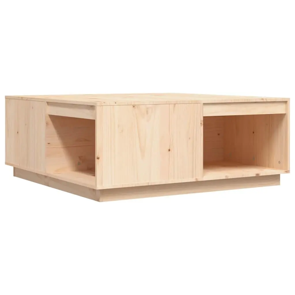Brown Solid Pine Wood Coffee Table with Storage 100x101x40.5cm