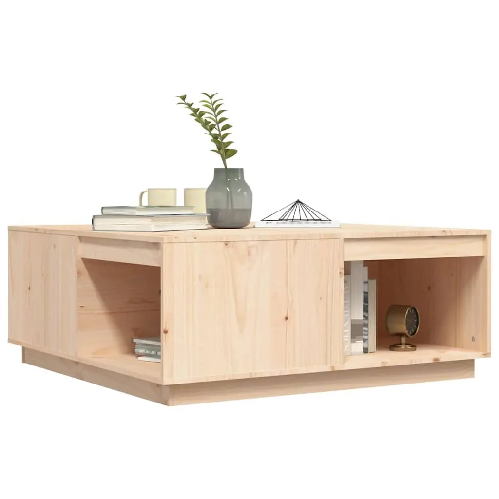 Brown Solid Pine Wood Coffee Table with Storage 100x101x40.5cm