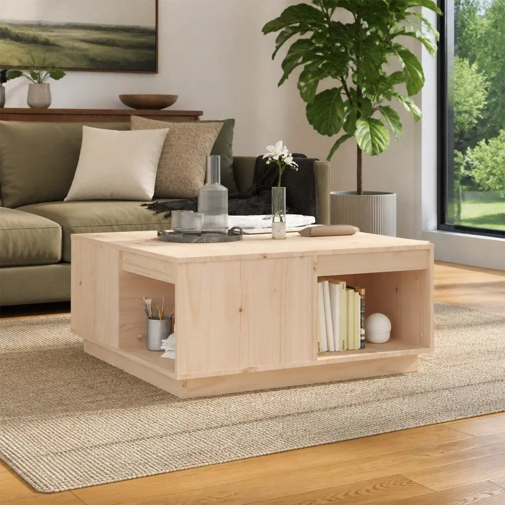 Brown Pine Wood Coffee Table for Living Rooms