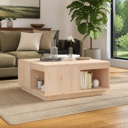 Elegant Brown Pine Wood Coffee Table for Living Rooms