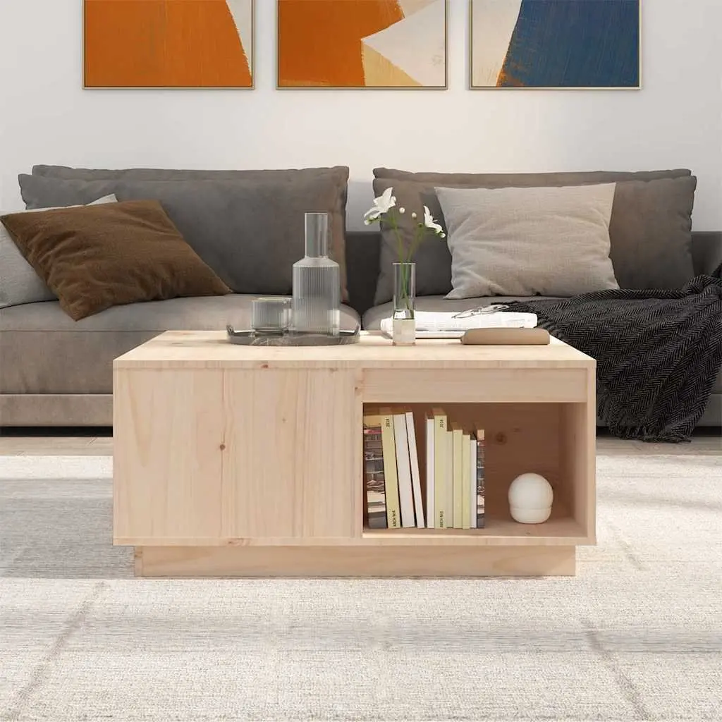 Brown Pine Wood Coffee Table for Living Rooms