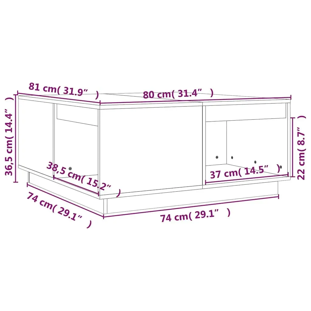 Brown Pine Wood Coffee Table for Living Rooms