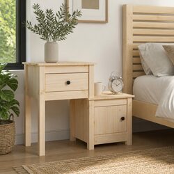 Elegant Solid Wood Pine Bedside Cabinet for Storage