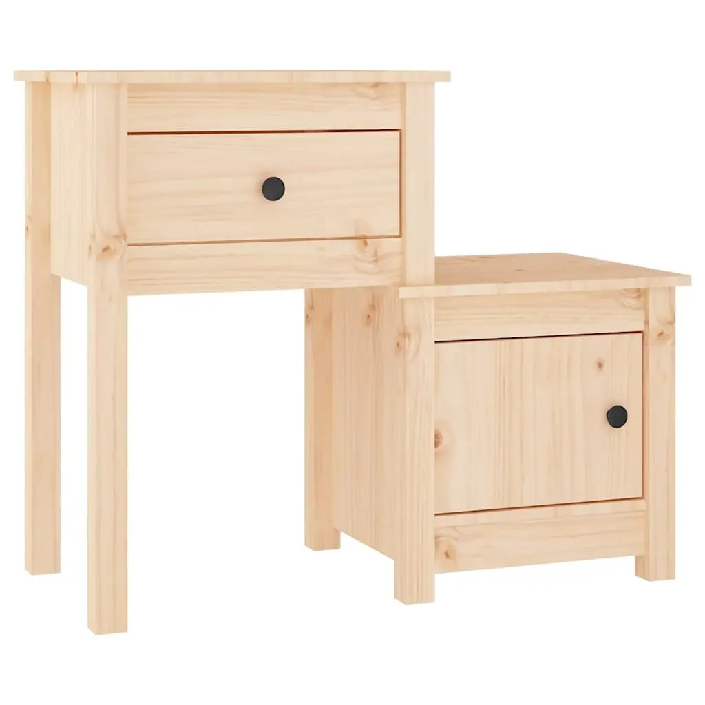 Bedside Cabinet Solid Wood Pine 79.5x38x65.5 cm Storage Nightstand Drawer Door