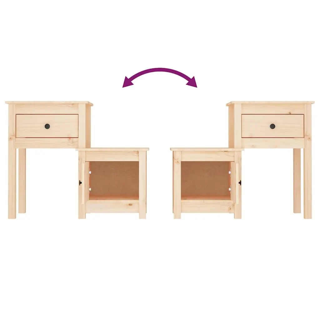 Bedside Cabinet Solid Wood Pine 79.5x38x65.5 cm Storage Nightstand Drawer Door