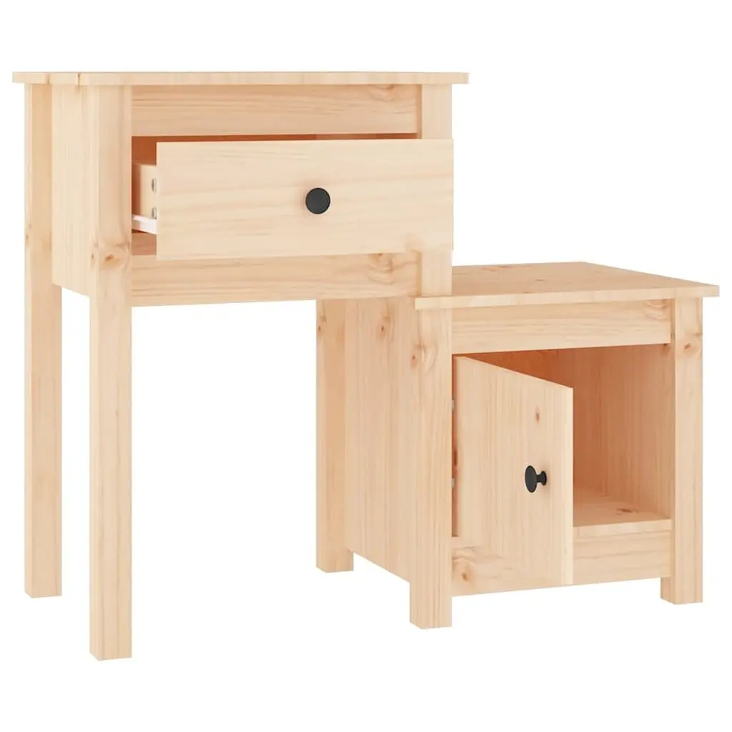 Solid Wood Pine Bedside Cabinets Nightstands with Storage Drawer and Door 2 Piece Set