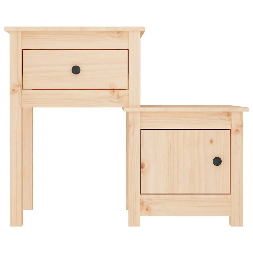 Solid Wood Pine Bedside Cabinets Nightstands with Storage Drawer and Door 2 Piece Set