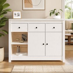 Elegant Wooden Sideboard With White Finish and Storage