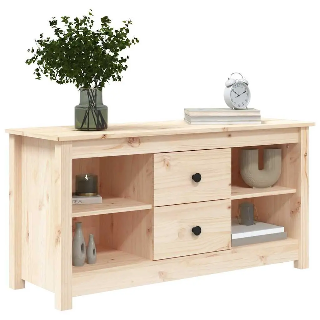 TV Cabinet 103x36.5x52 cm Solid Pine Wood Brown Furniture Storage Unit Drawers