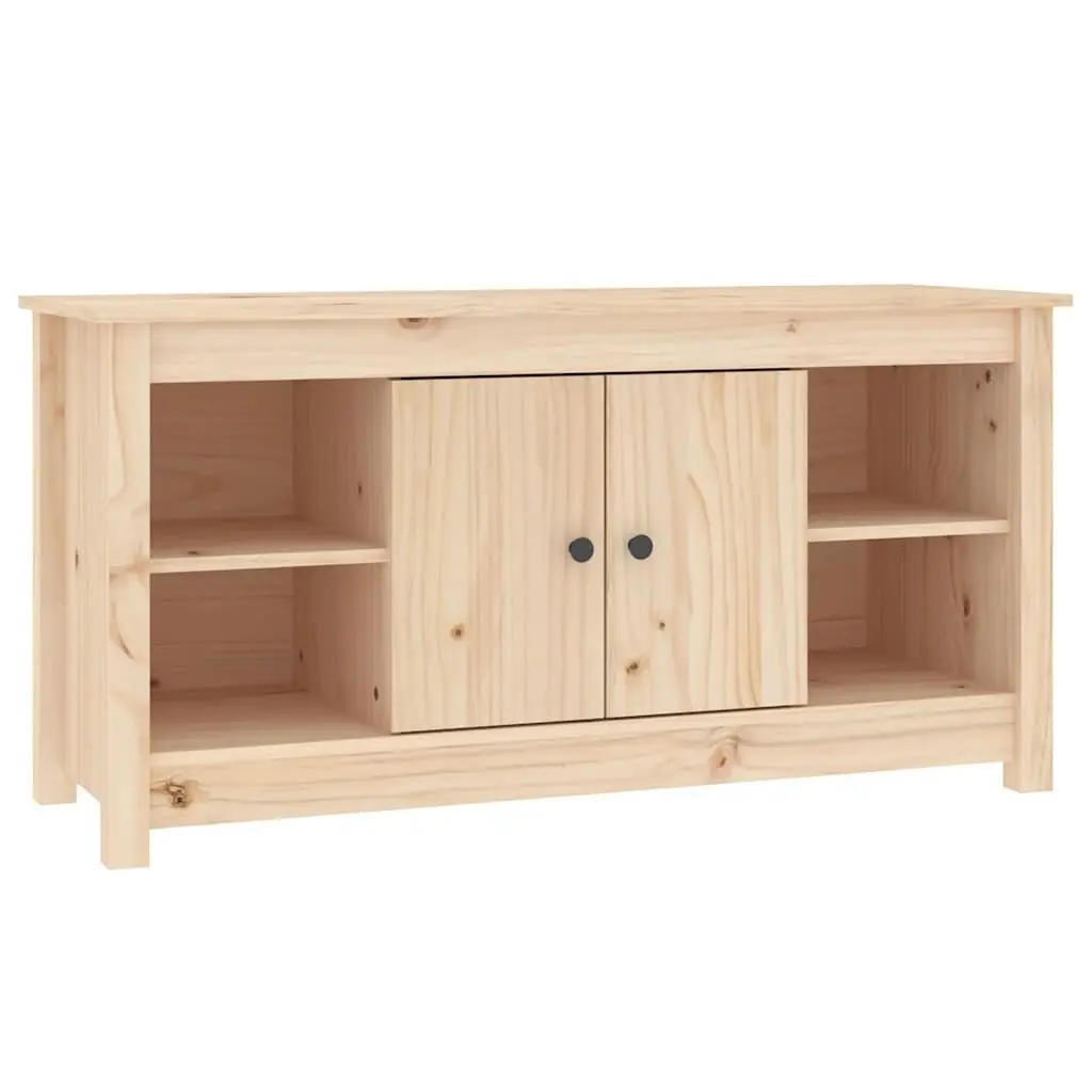 Wooden TV Cabinet Brown 103x36.5x52 cm Storage Unit with Doors Open Shelves Solid Pine