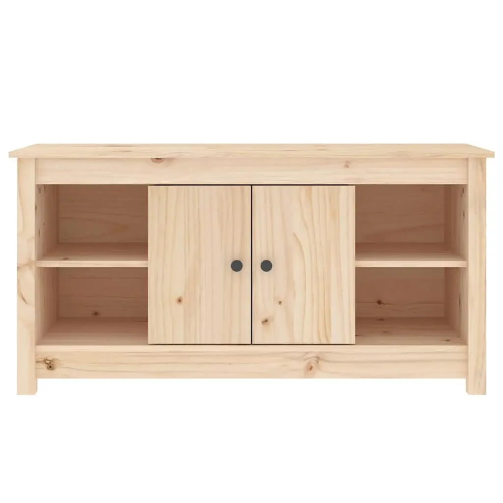 Wooden TV Cabinet Brown 103x36.5x52 cm Storage Unit with Doors Open Shelves Solid Pine