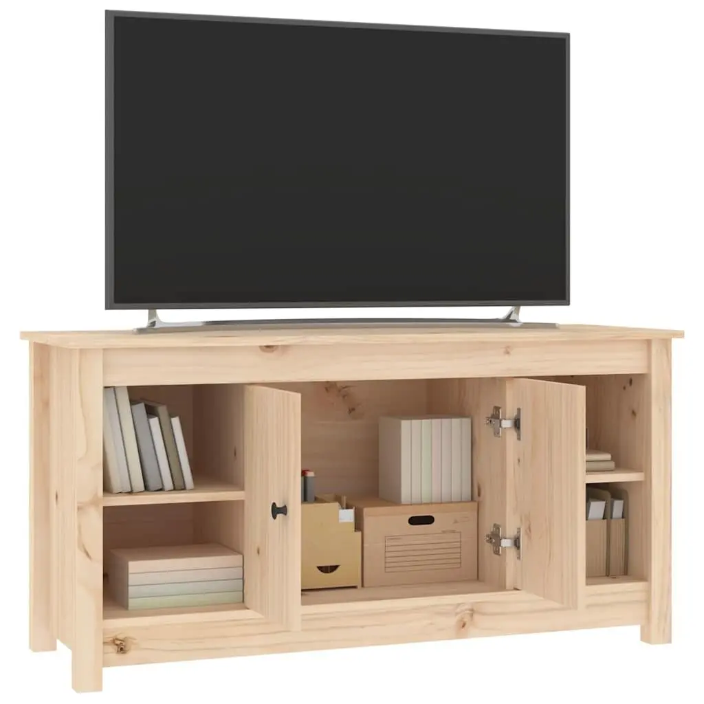 Wooden TV Cabinet Brown 103x36.5x52 cm Storage Unit with Doors Open Shelves Solid Pine
