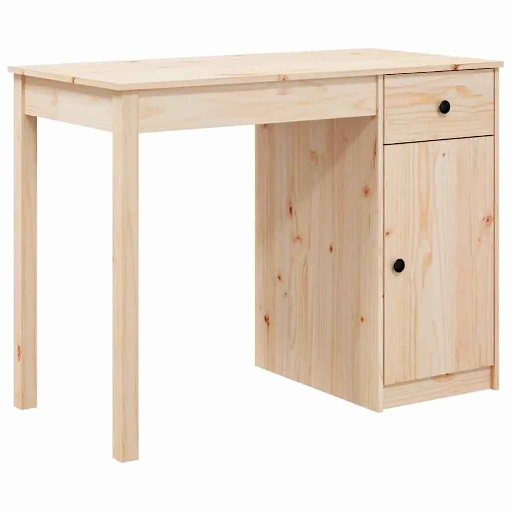Solid Wood Pine Desk Brown 100x50x75cm Office Study Writing Table