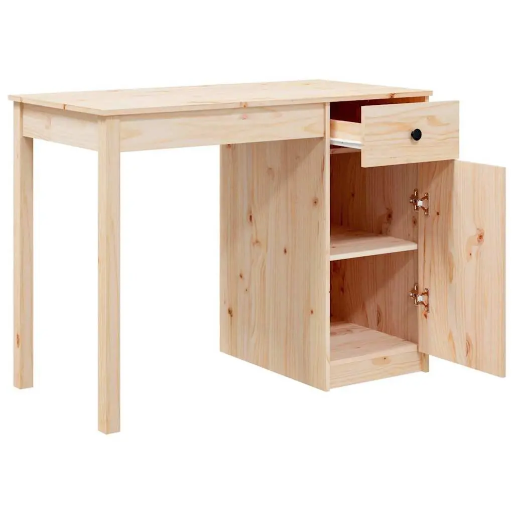Solid Wood Pine Desk Brown 100x50x75cm Office Study Writing Table