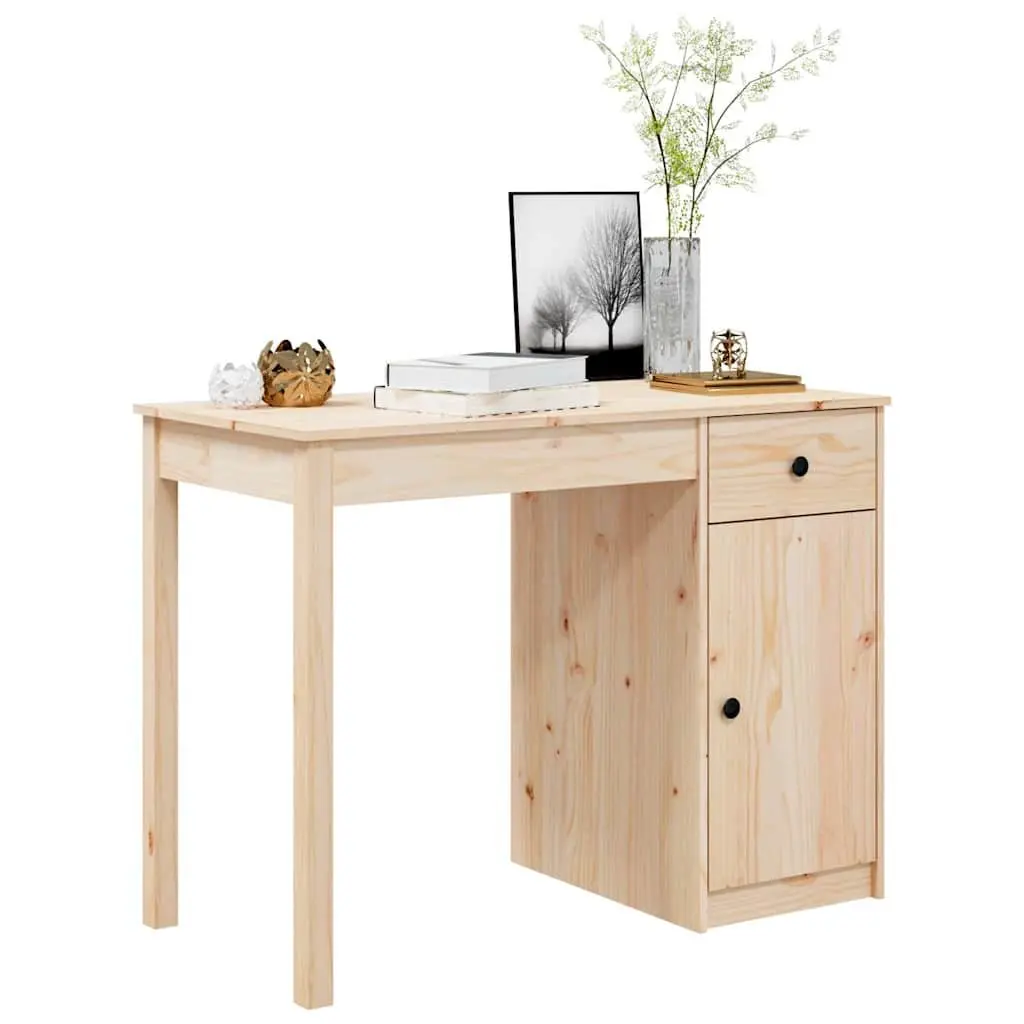 Solid Wood Pine Desk Brown 100x50x75cm Office Study Writing Table