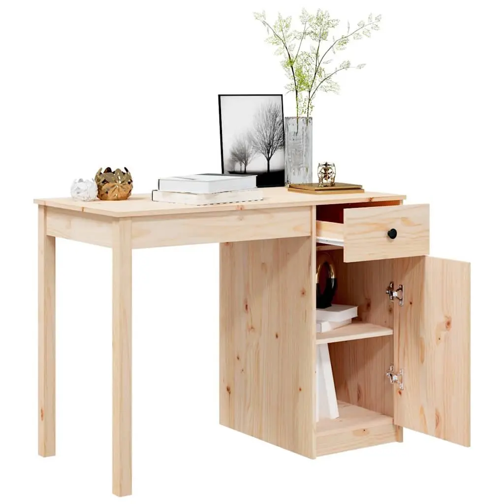 Solid Wood Pine Desk Brown 100x50x75cm Office Study Writing Table