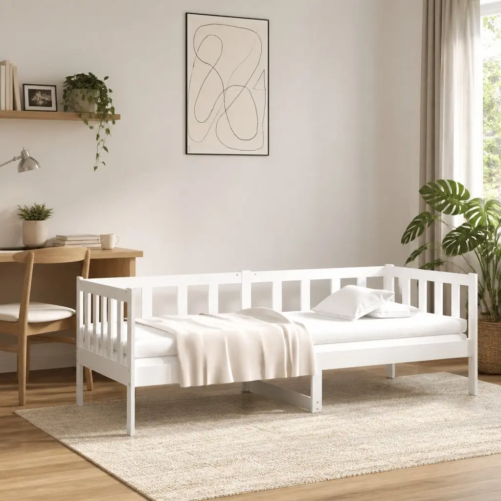 White Solid Pine Wood Day Bed 90x190 cm