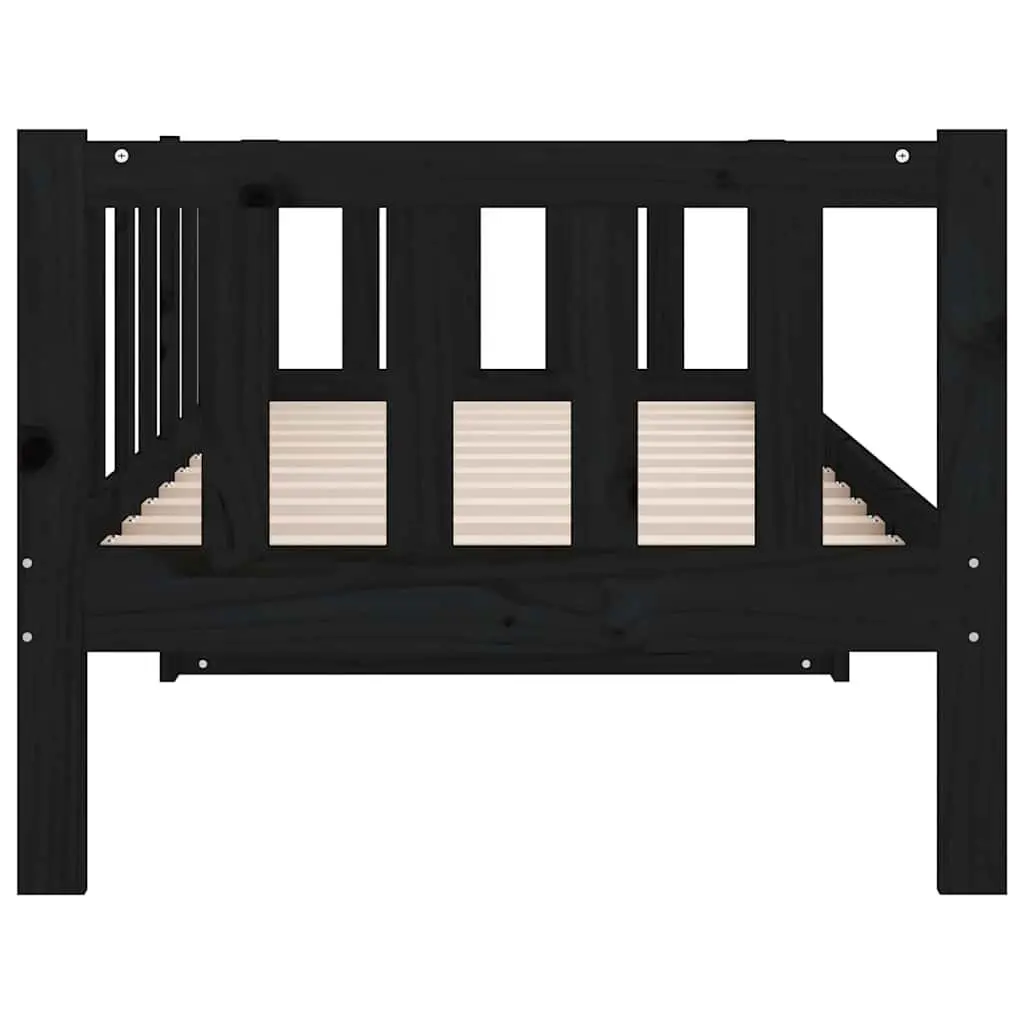 Black Solid Pine Wood Day Bed 90x190cm with Slatted Base