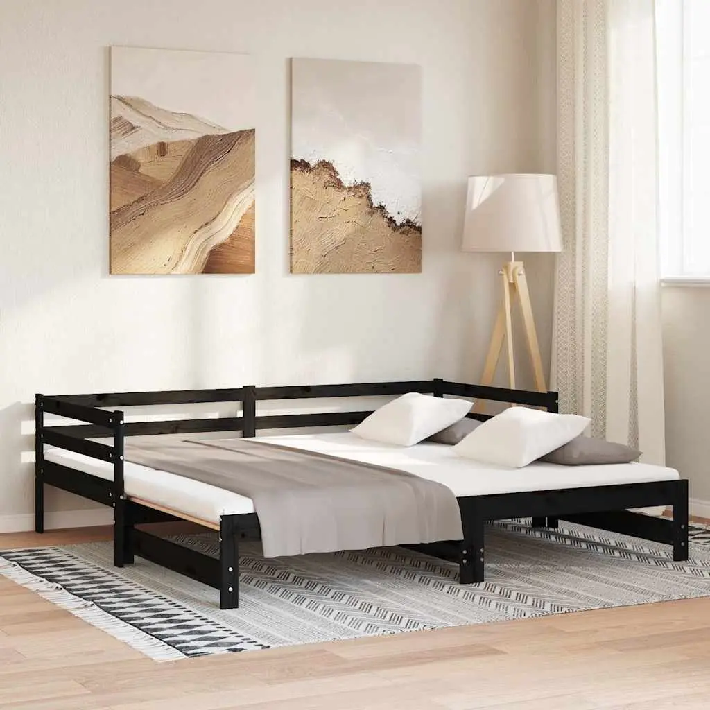 Wooden Day Bed Sofa Frame in Black 90x190 cm