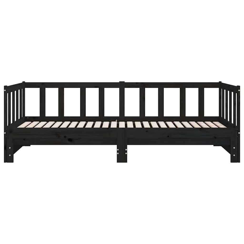 Black Wooden Day Bed with Pull-out Guest Bed Frame