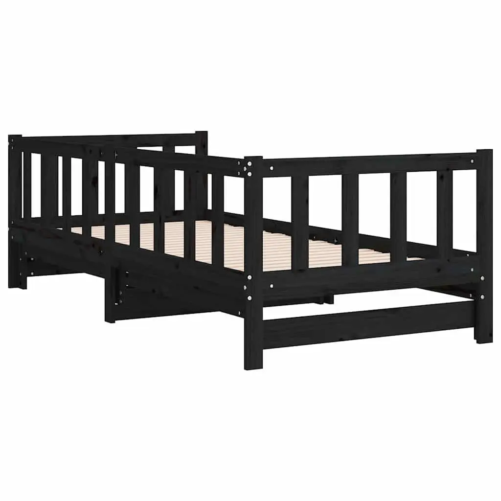 Black Wooden Day Bed with Pull-out Guest Bed Frame