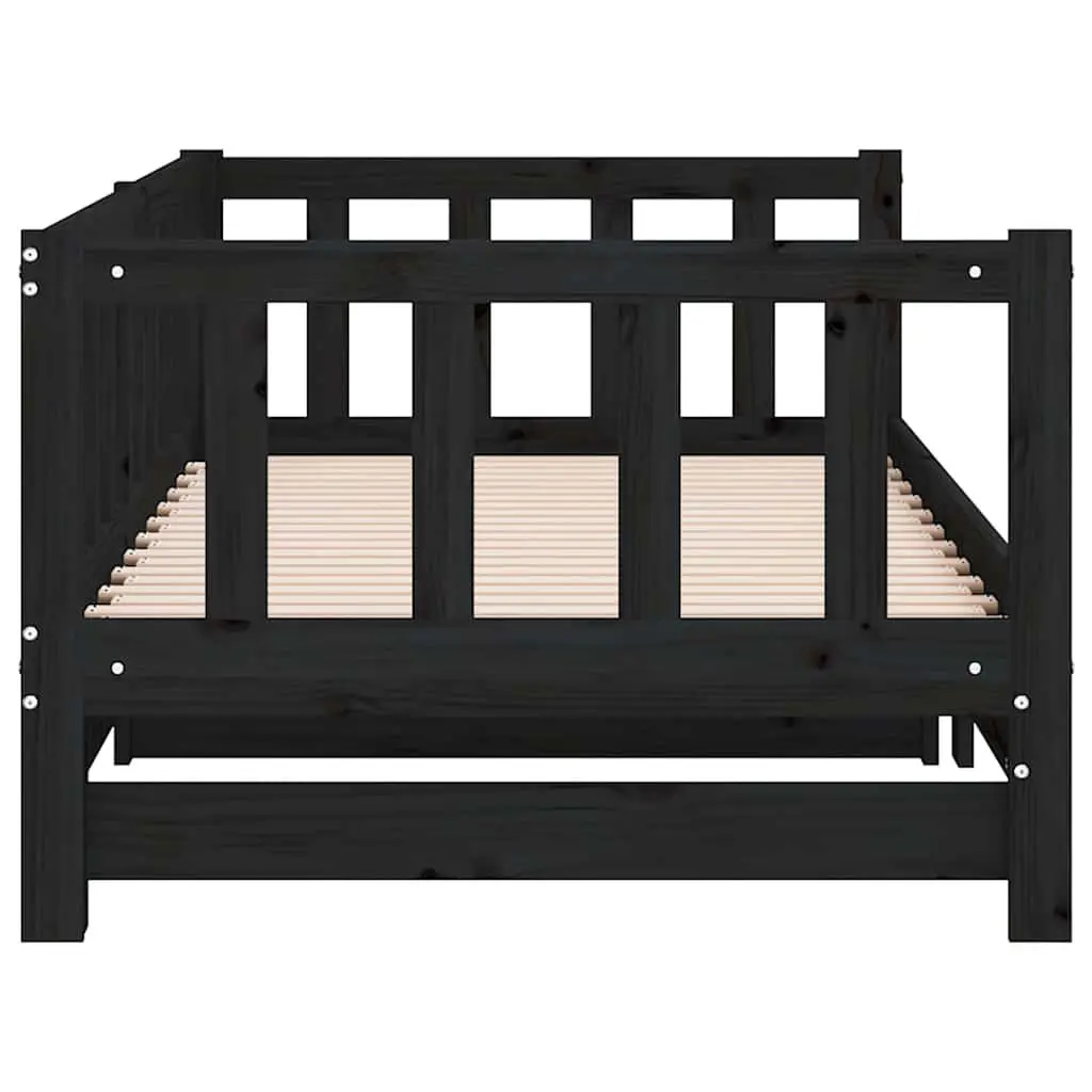 Black Wooden Day Bed with Pull-out Guest Bed Frame