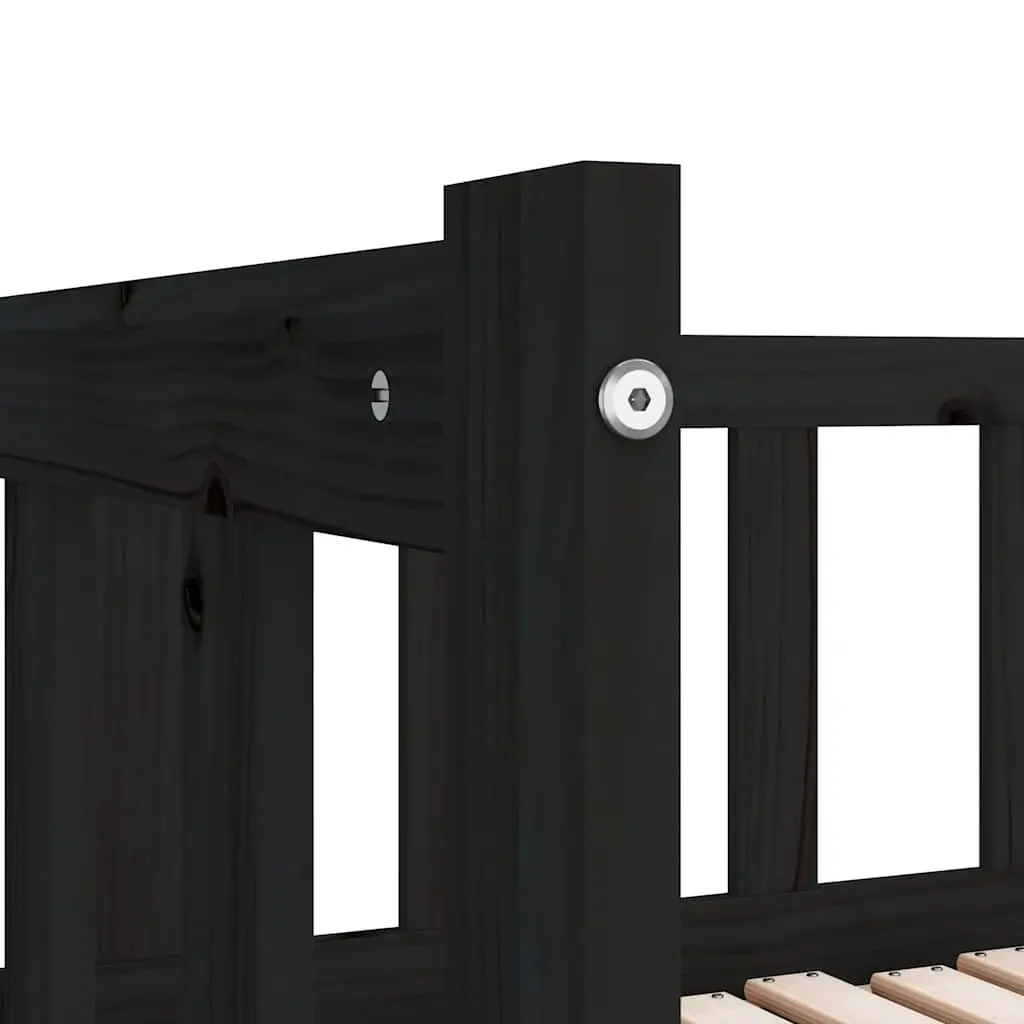 Black Wooden Day Bed with Pull-out Guest Bed Frame