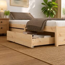 Solid Wood Under Bed Storage Drawers - 2 pcs