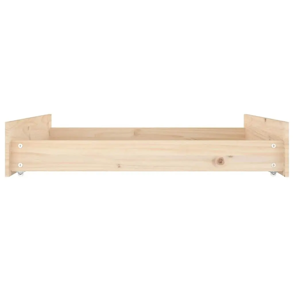 Under Bed Storage Drawers 2 pcs Solid Wood Pine Brown Bedroom Organiser