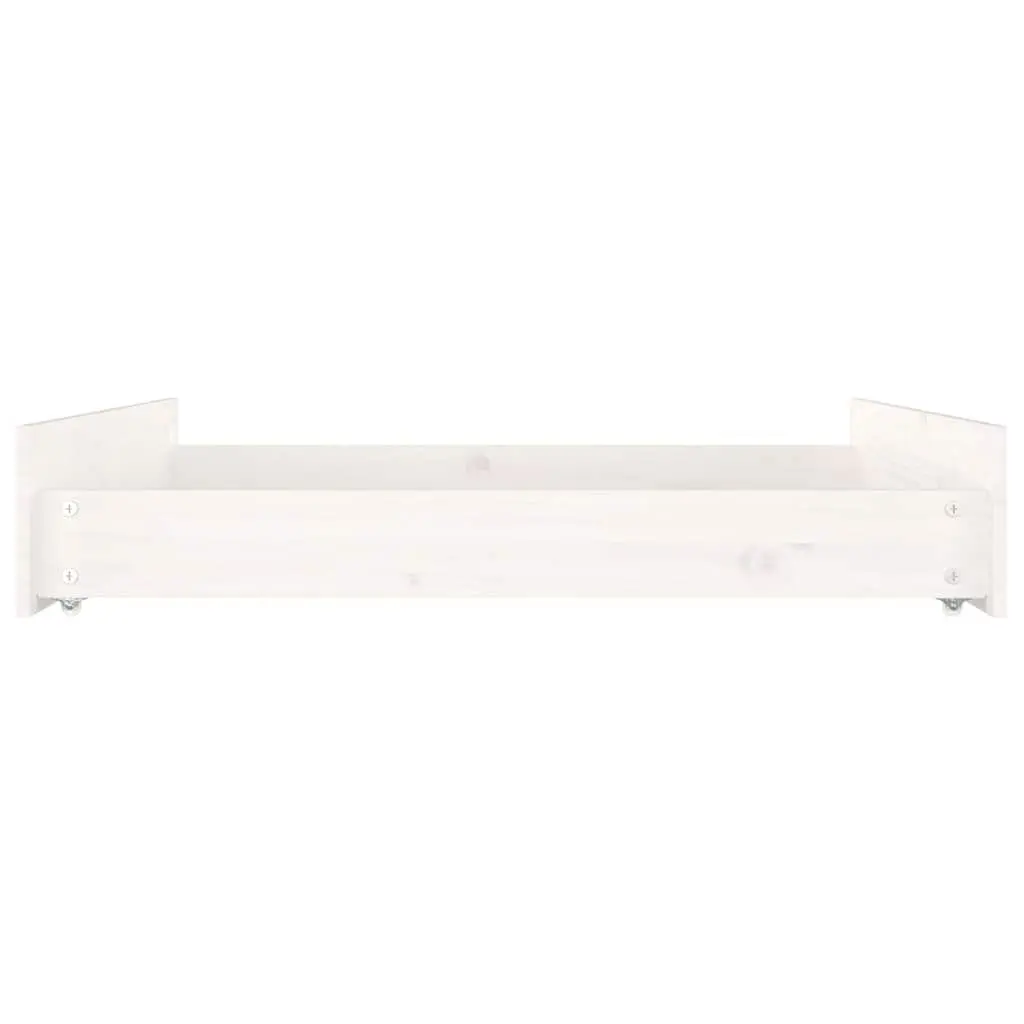 Under Bed Storage Drawers 2 pcs White Solid Pine Wood with Wheels