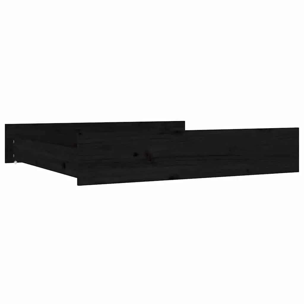 Under Bed Storage Drawers 2 pcs Black Solid Pine Wood with Wheels