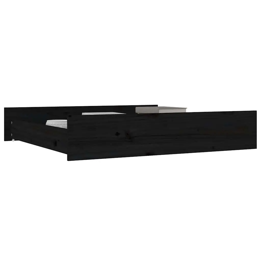 Under Bed Storage Drawers 2 pcs Black Solid Pine Wood with Wheels