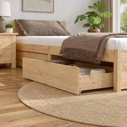 Solid Wood Pine Underbed Storage Drawers - Set of 4