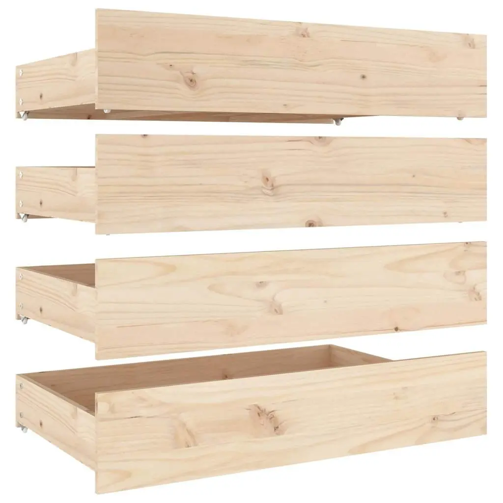 Bed Storage Drawers 4 pcs Solid Wood Pine Brown Underbed Organisation