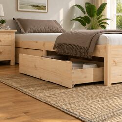 Solid Wood Pine Under Bed Storage Drawers, Set of 4