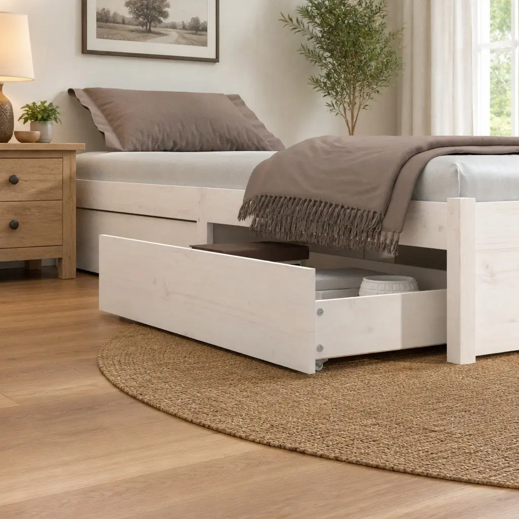 4-Piece Under Bed Storage Drawers in White Pine