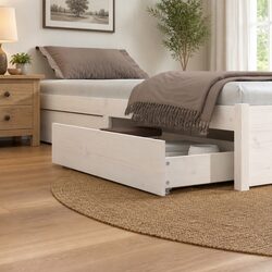 4-Piece Under Bed Storage Drawers in White Pine