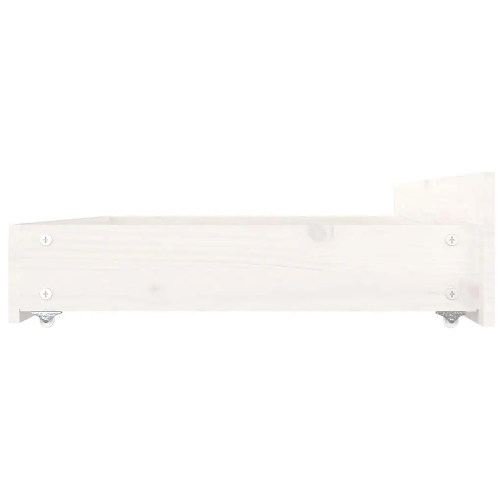 Bed Storage Drawers White Solid Pine Wood 4 Pieces Under Bed Wheeled Storage