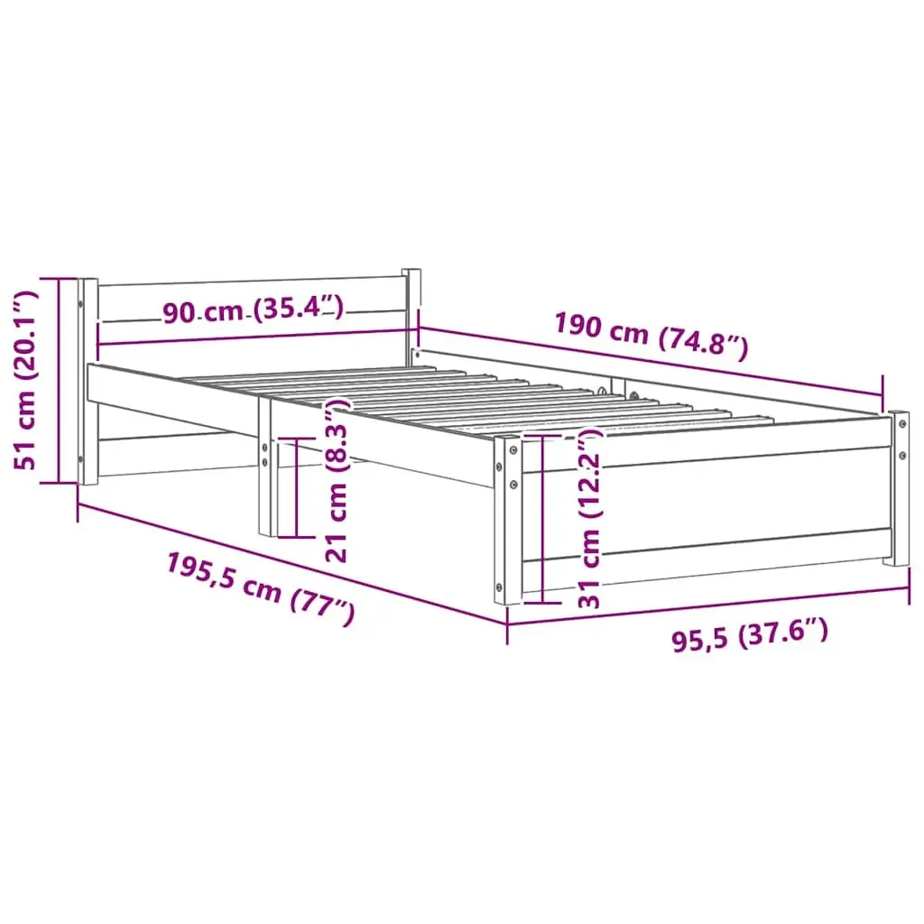 Solid Wood Bed Frame for Single Sleepers