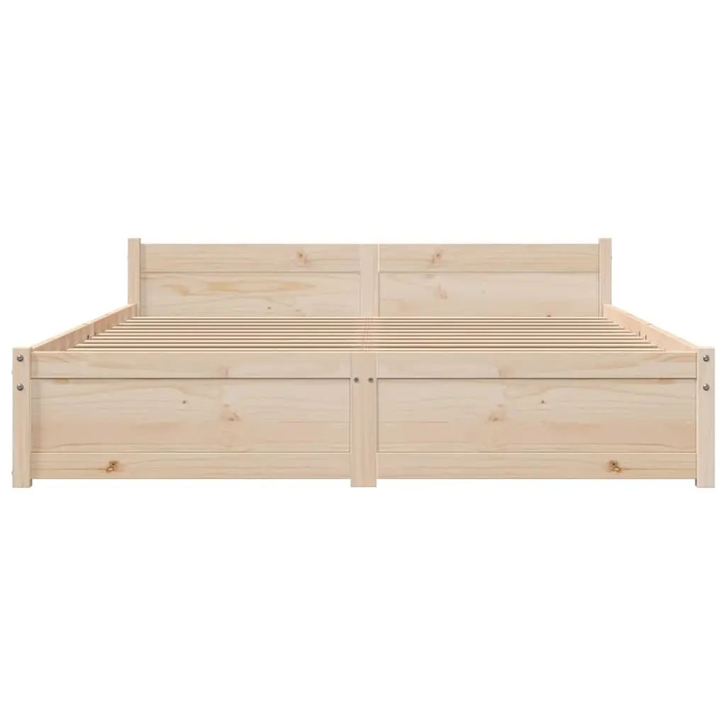 Brown Solid Wood Bed Frame 135x190cm with Slatted Base