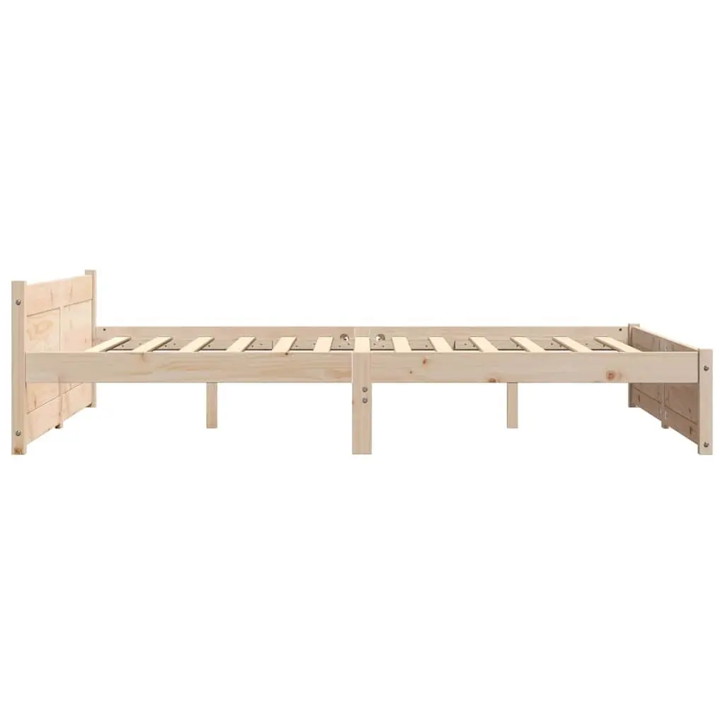 Brown Solid Wood Bed Frame 135x190cm with Slatted Base