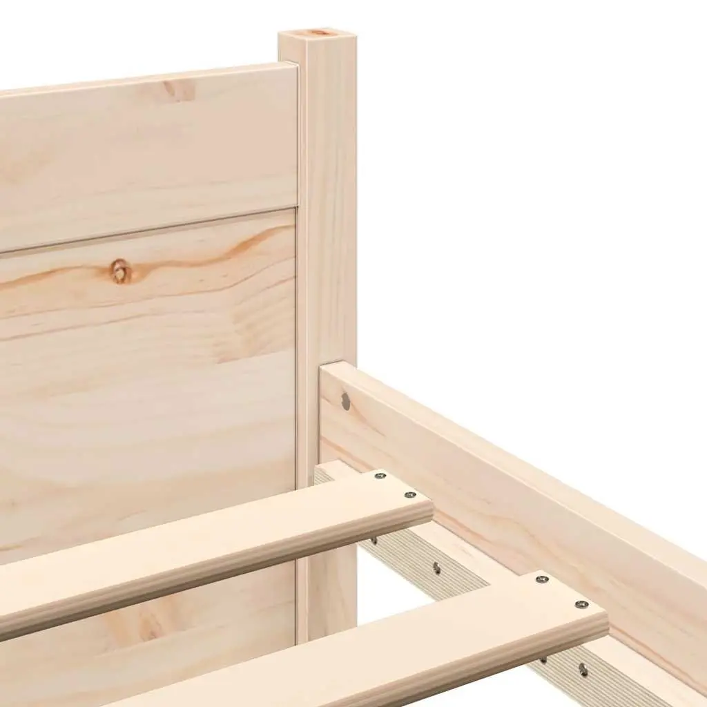 Brown Solid Wood Bed Frame 135x190cm with Slatted Base